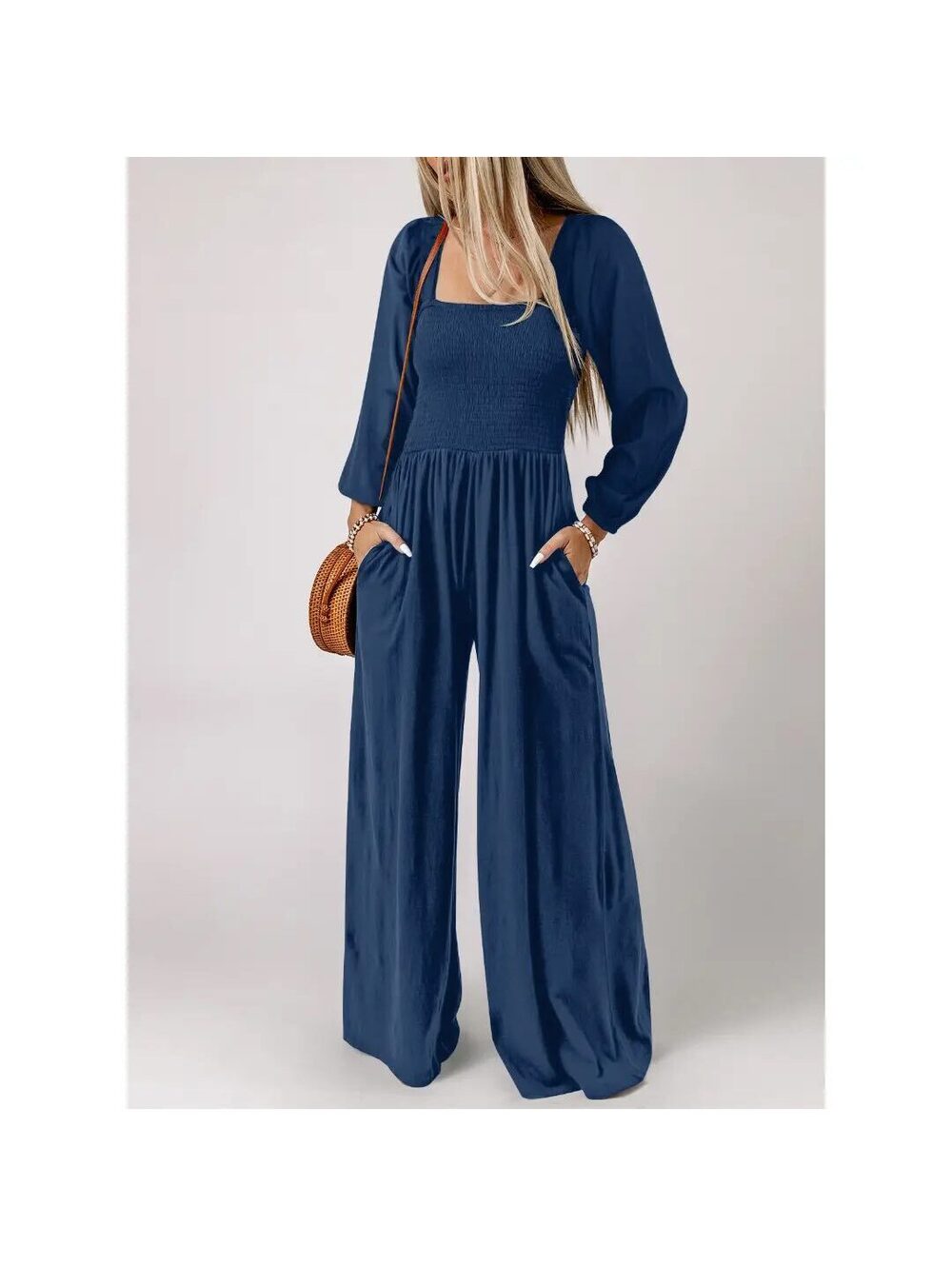 Dokotoo Women's Overalls Jumpsuit Long Sleeve Wide Leg Pant Romper With Pockets